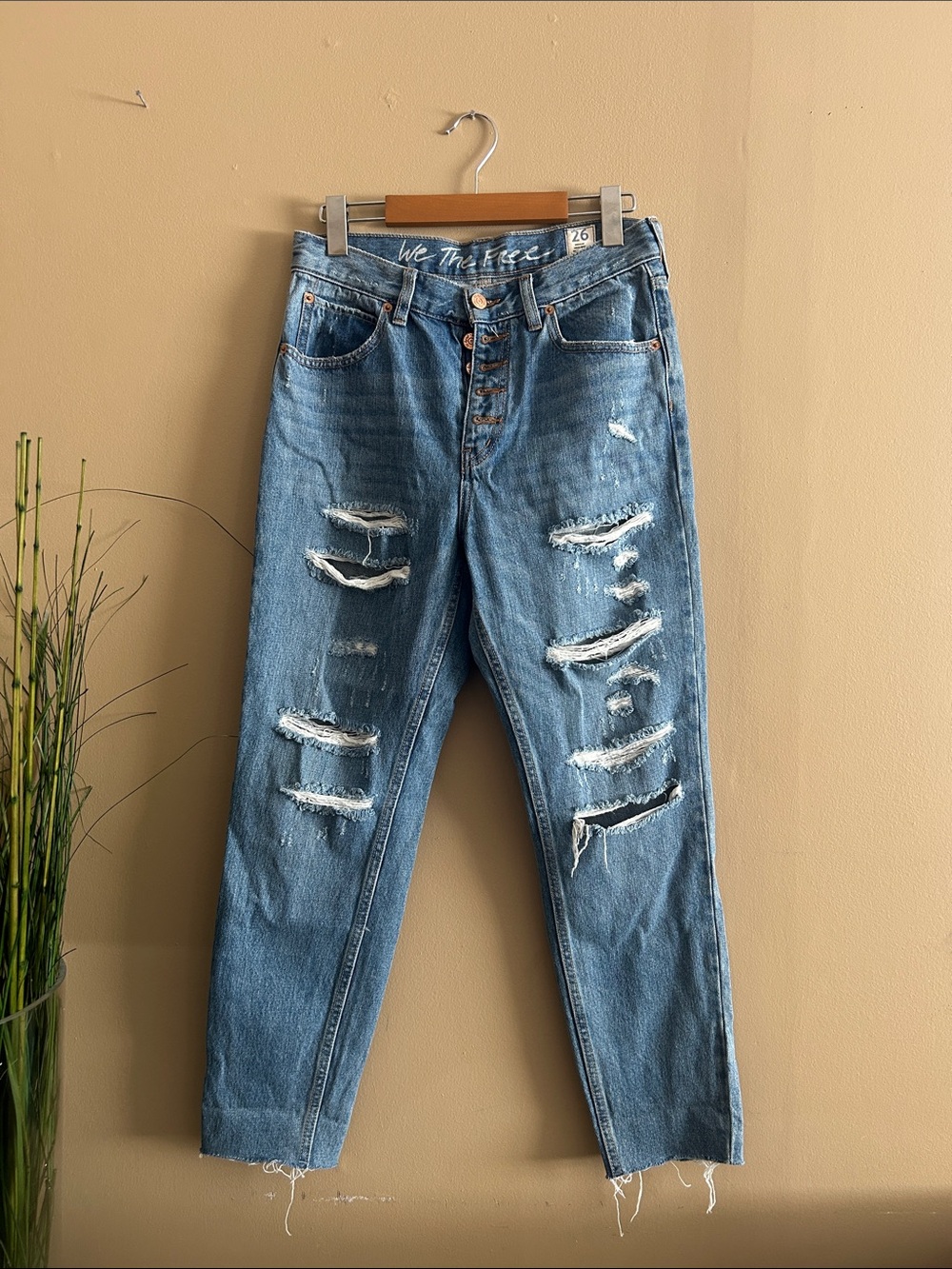 We The Free Light Blue Distressed Jeans